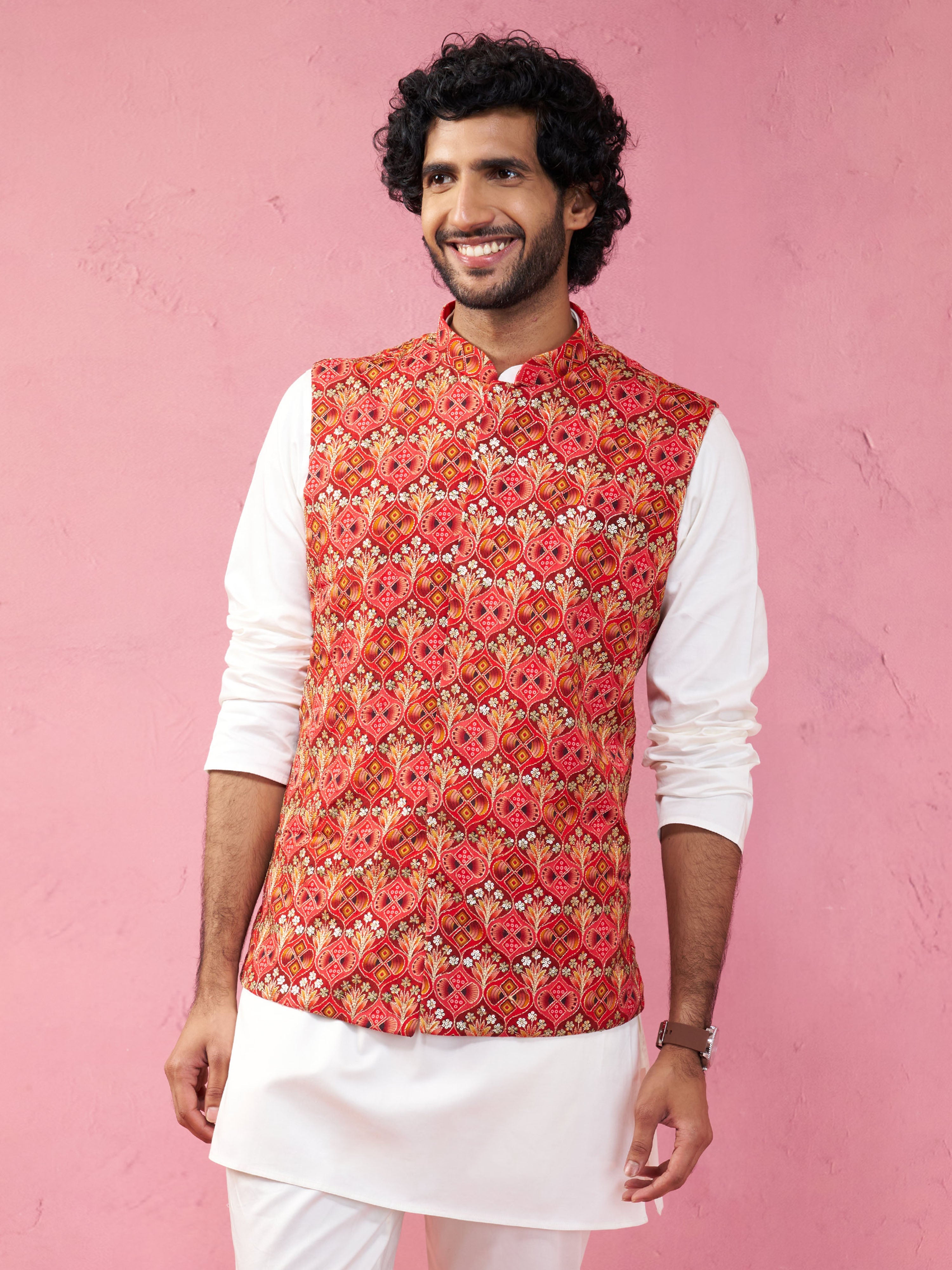 Men's Red - Nehru Jacket