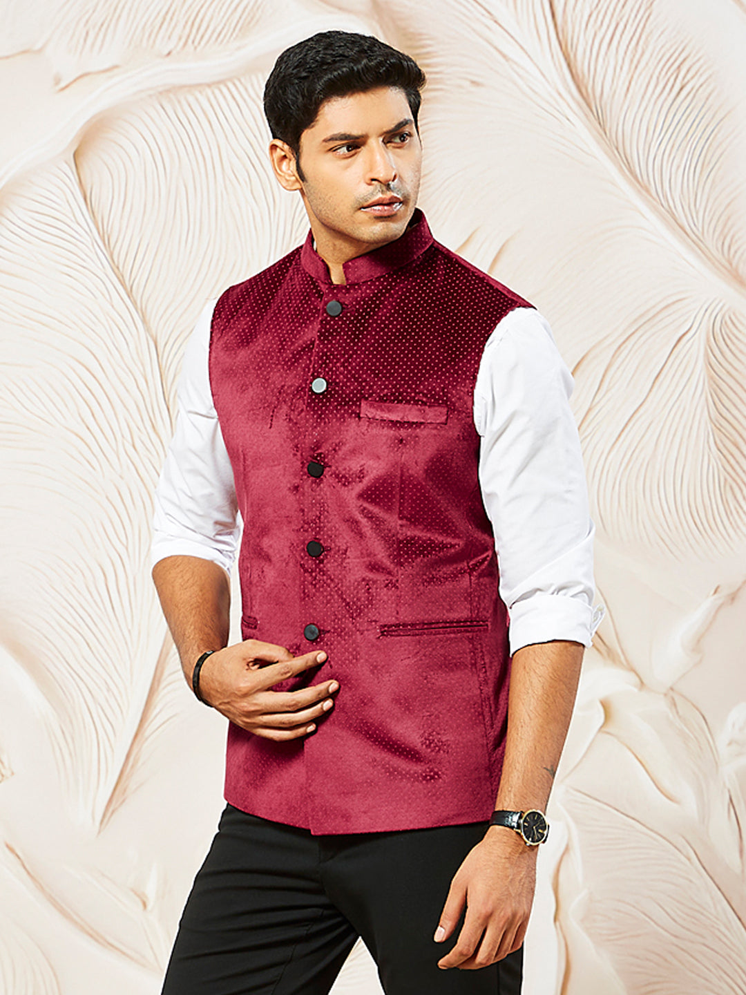 Men's Maroon - Nehru Jacket