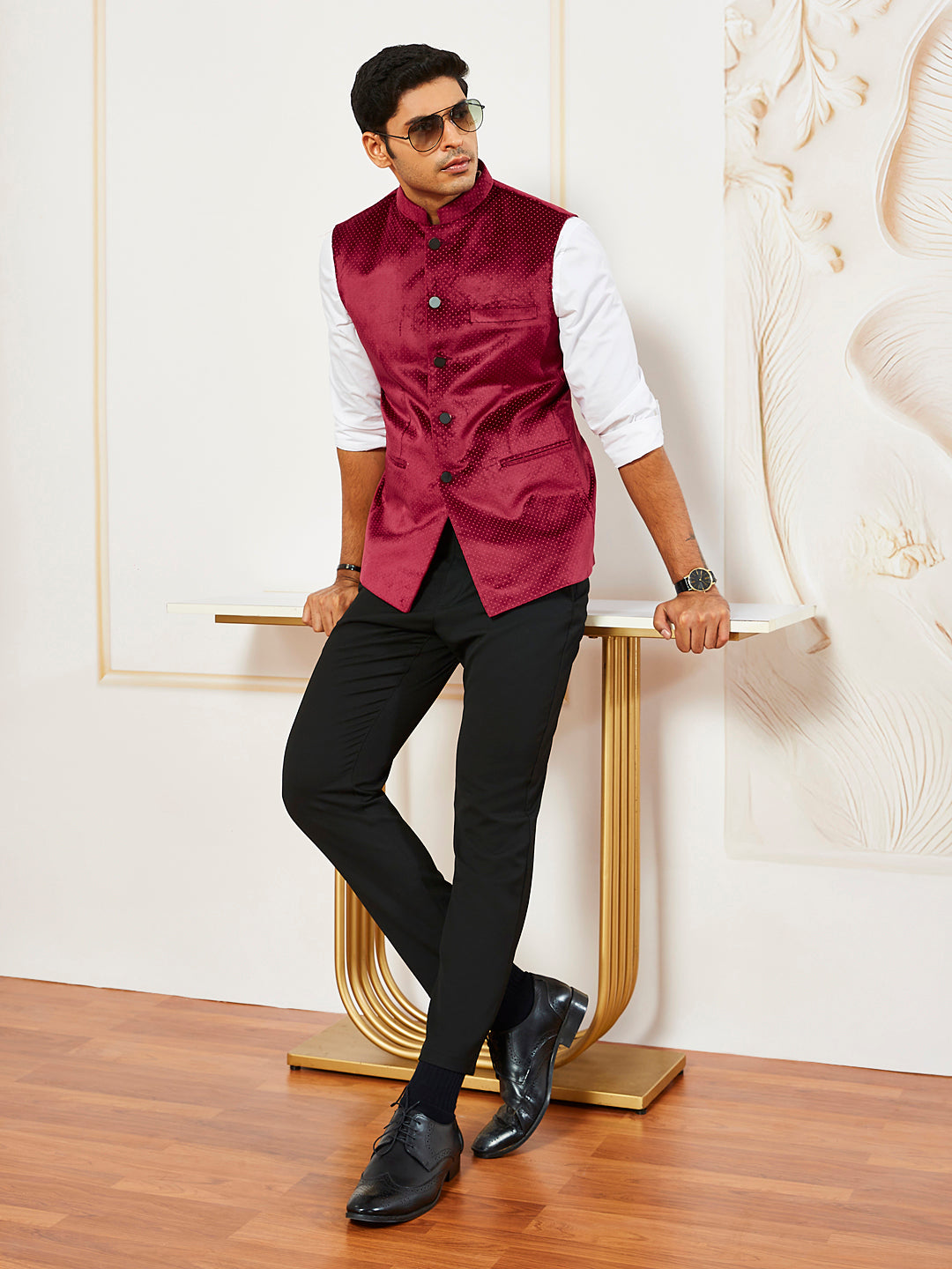 Men's Maroon - Nehru Jacket