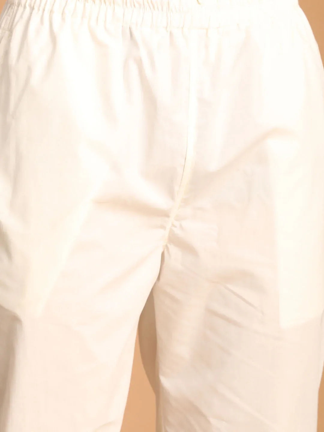 Men's Cream Cotton Jacket Kurta And Pyjama Set