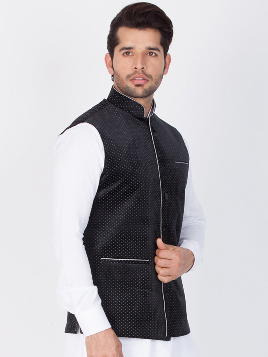 VASTRAMAY Velvet Black Color  Baap Beta Ethnic Jacket