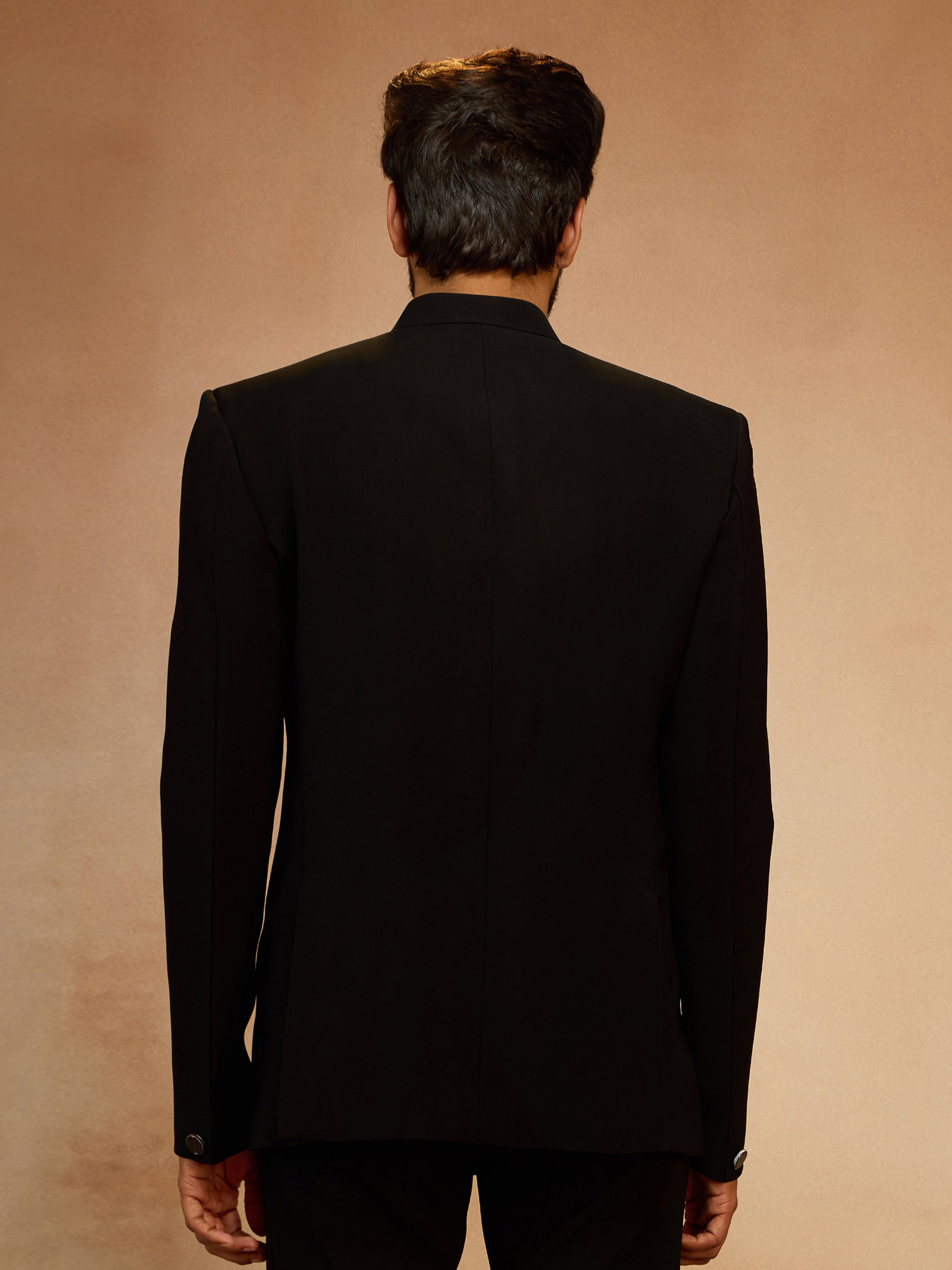 Men's Black Silk Bead Embroidered Ethnic Motif Full Sleeve Jodhpuri Jacket