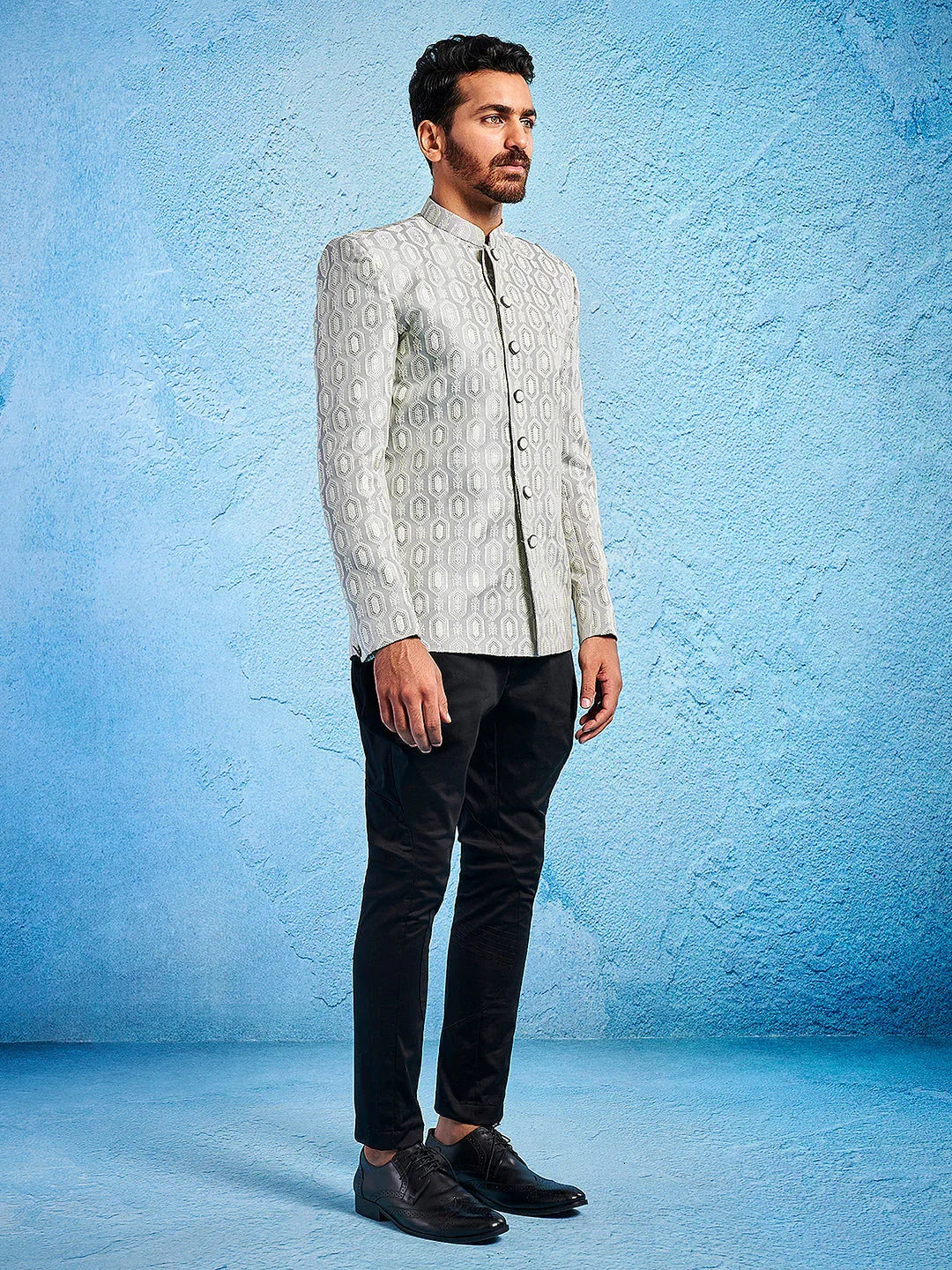 Men's Grey - Jodhpuri Pyjama Set
