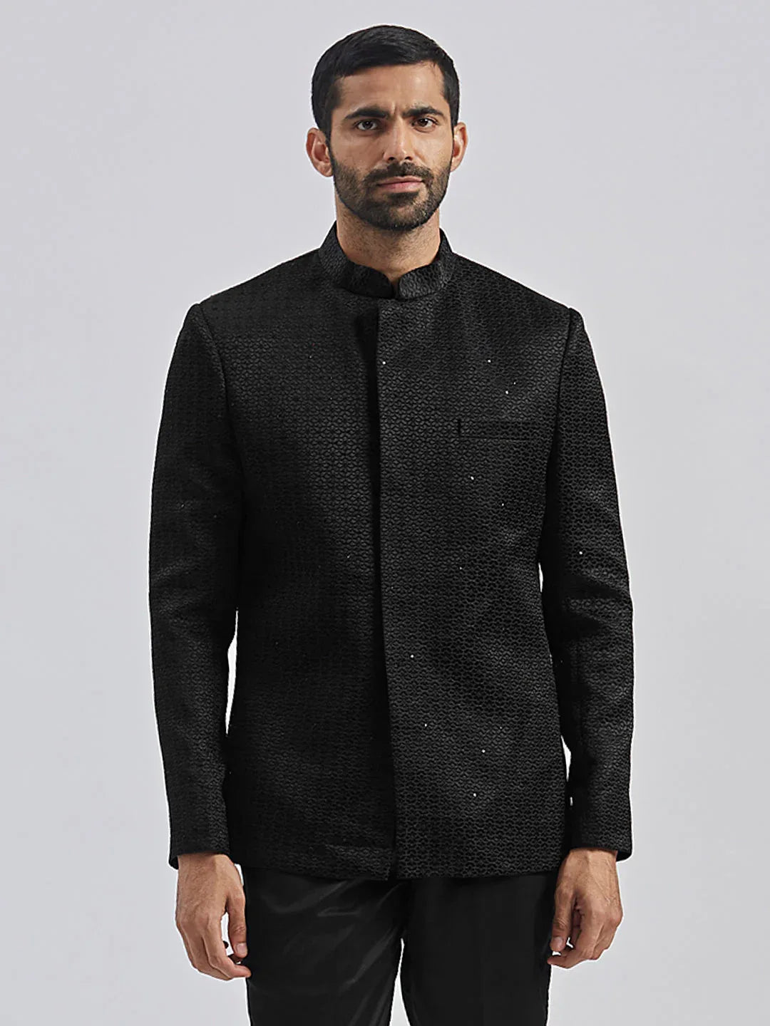 Men's Black Silk Blend Jodhpuri