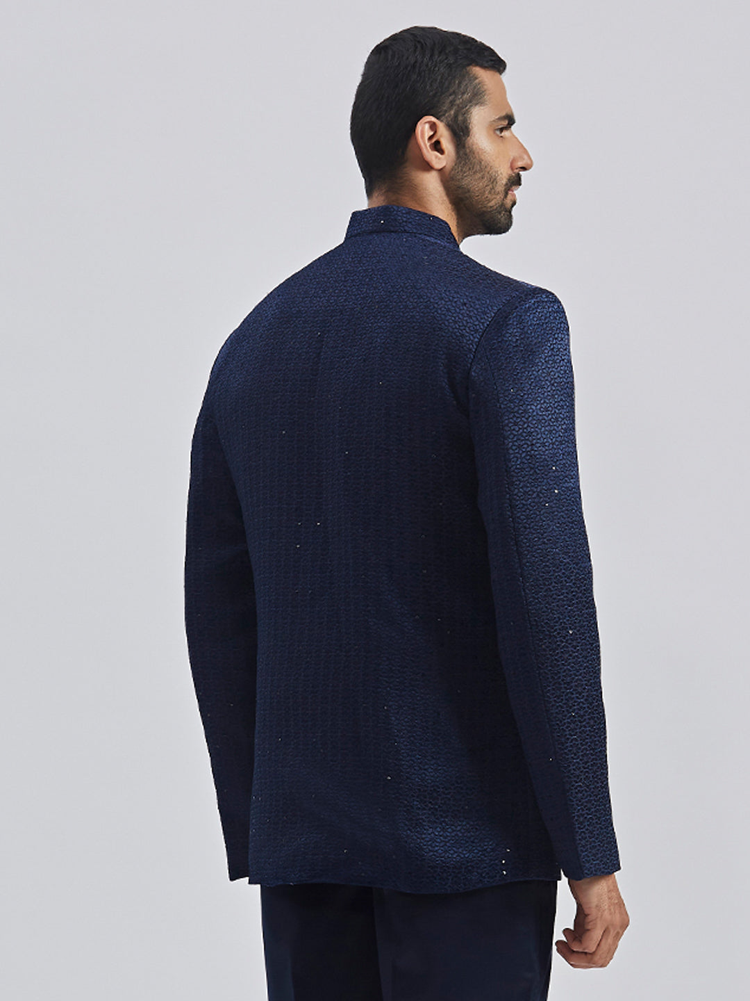 Men's Navy Blue Silk Blend Jodhpuri