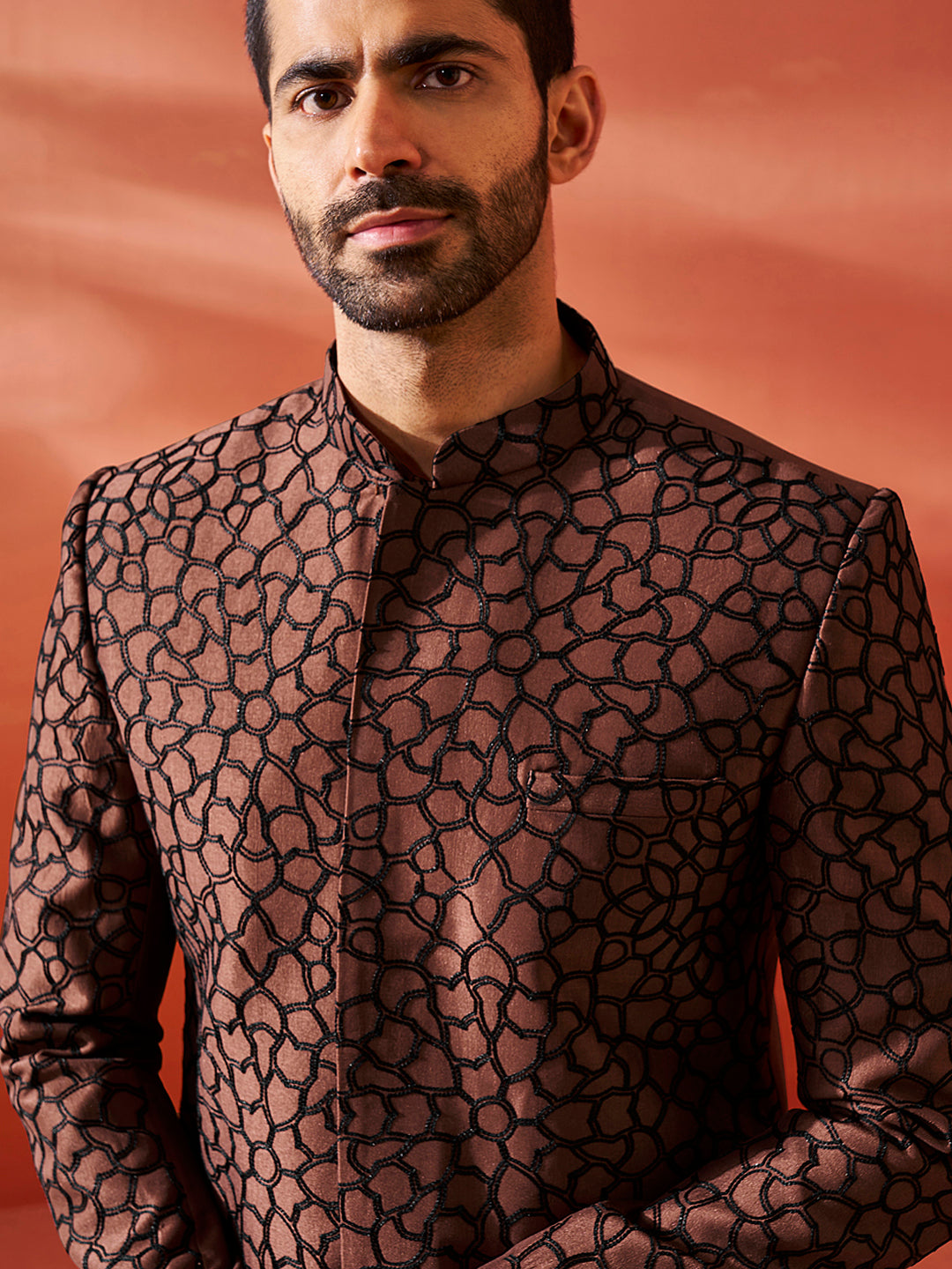 Men's Rust Silk Blend Jodhpuri