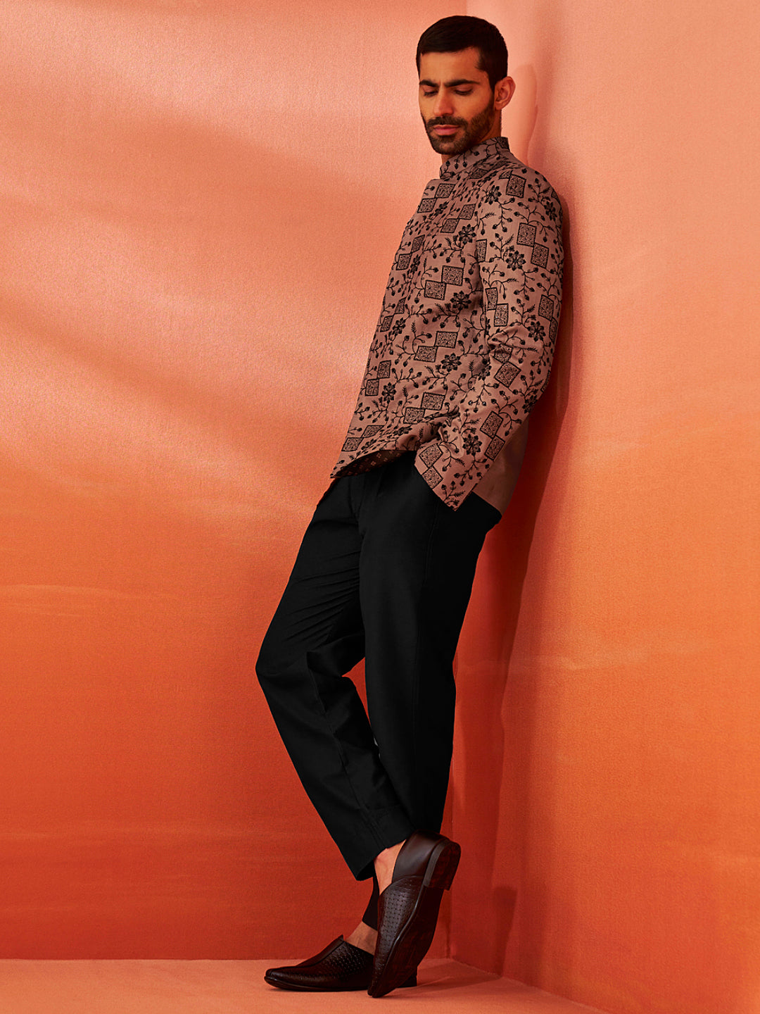 Men's Rust Silk Blend Jodhpuri