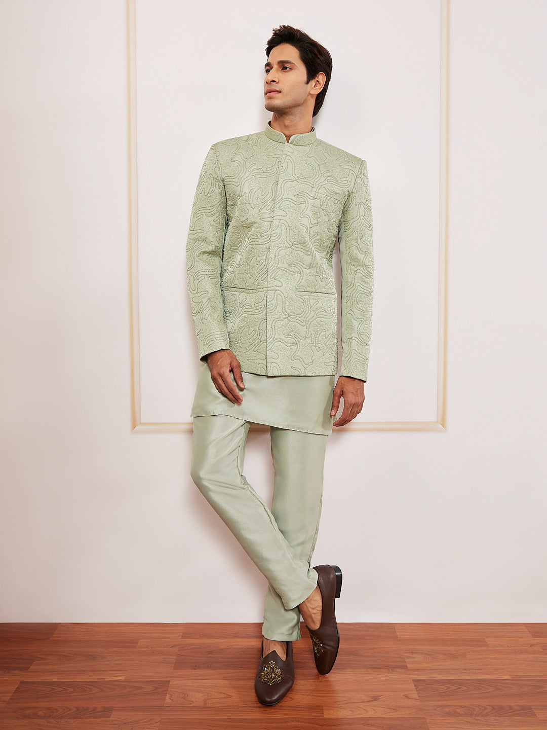 Men's Mehendi Green Silk Blend Jodhpuri