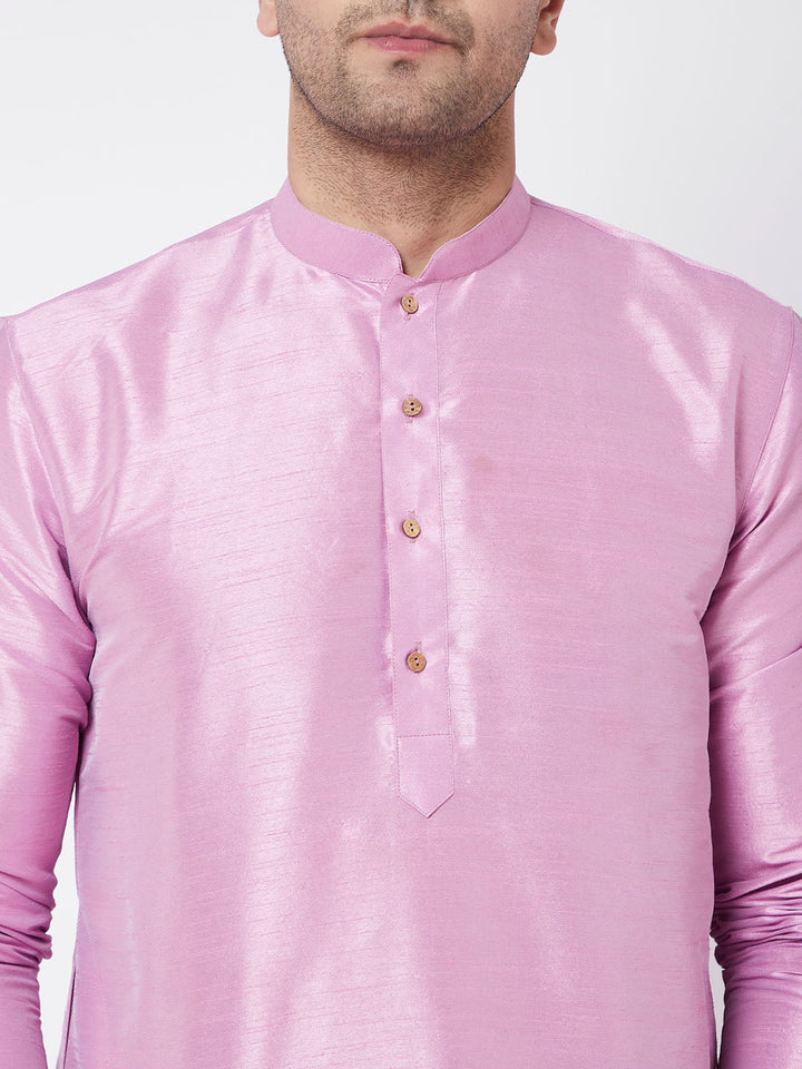 VM BY VASTRAMAY Men's Onion Pink Silk Blend Kurta