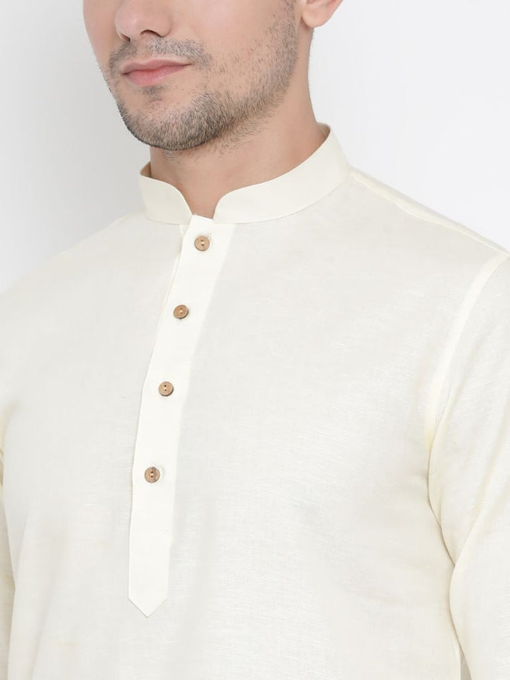 VASTRAMAY Men's Beige Cotton Kurta