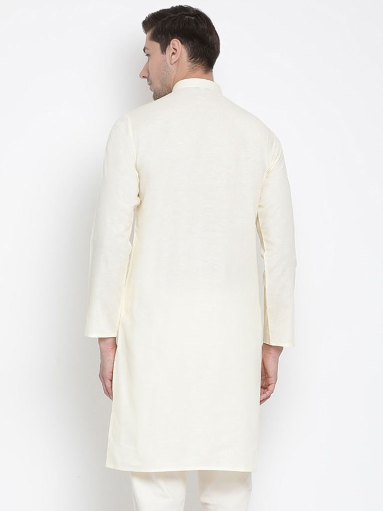 VASTRAMAY Men's Beige Cotton Kurta