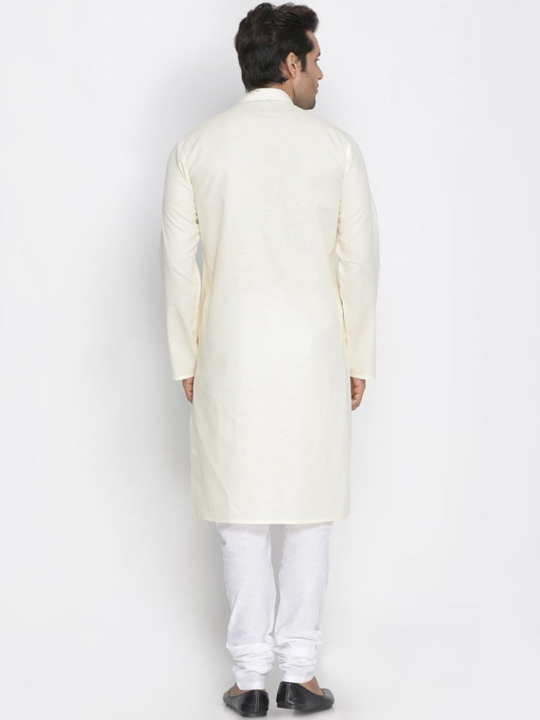 VASTRAMAY Men's Beige Cotton Kurta and Pyjama Set