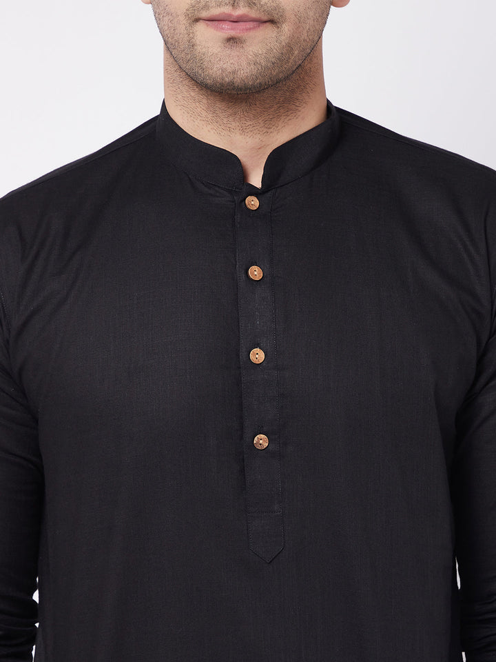 VASTRAMAY Men's Black Cotton Kurta