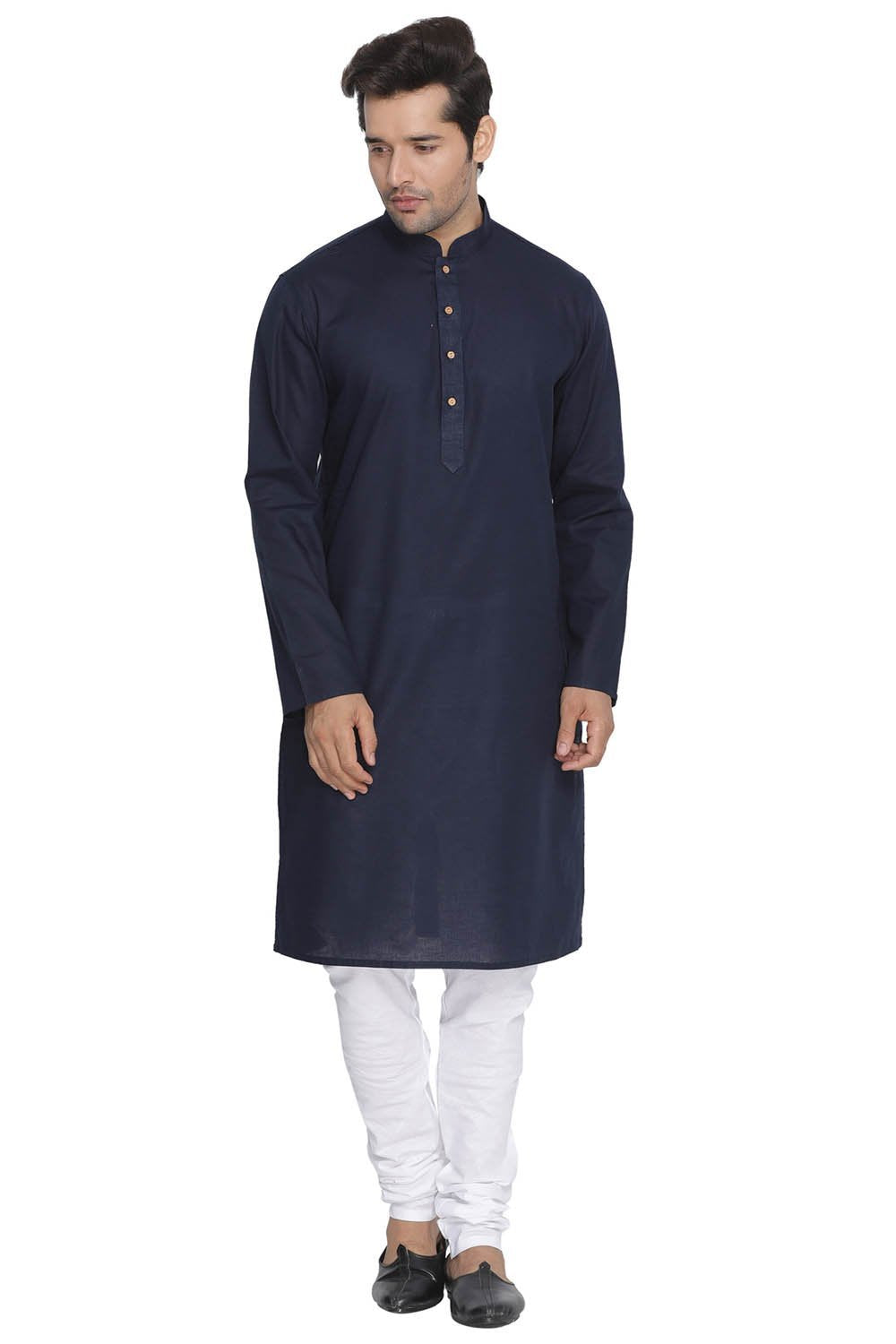 VASTRAMAY Men's Blue Cotton Kurta and Pyjama Set