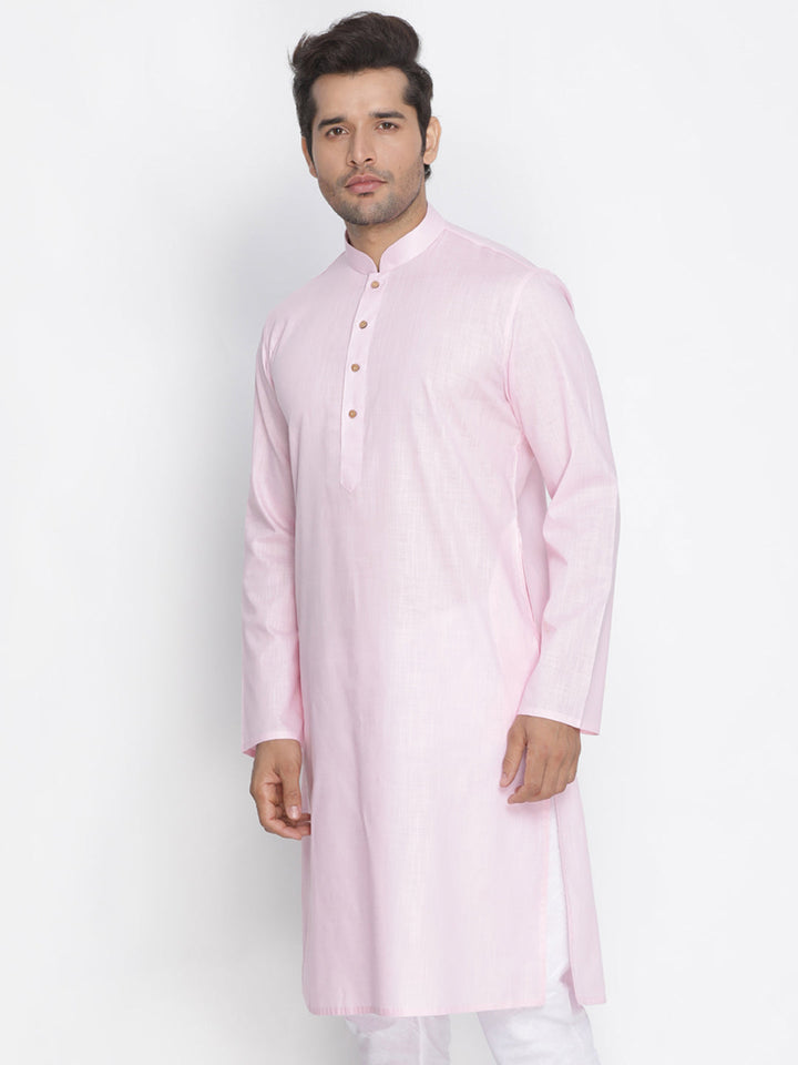 VASTRAMAY Men's Pink Cotton Kurta