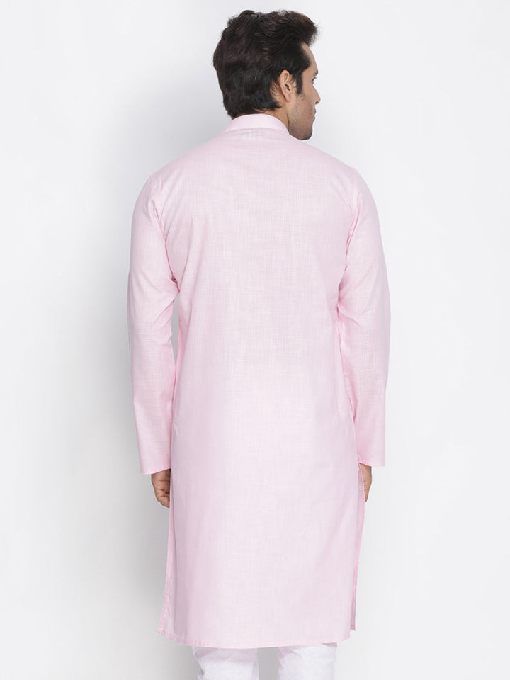 VASTRAMAY Men's Pink Cotton Kurta