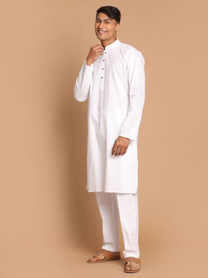 VASTRAMAY Men's Cotton Kurta With Pant Style Pyjama Set