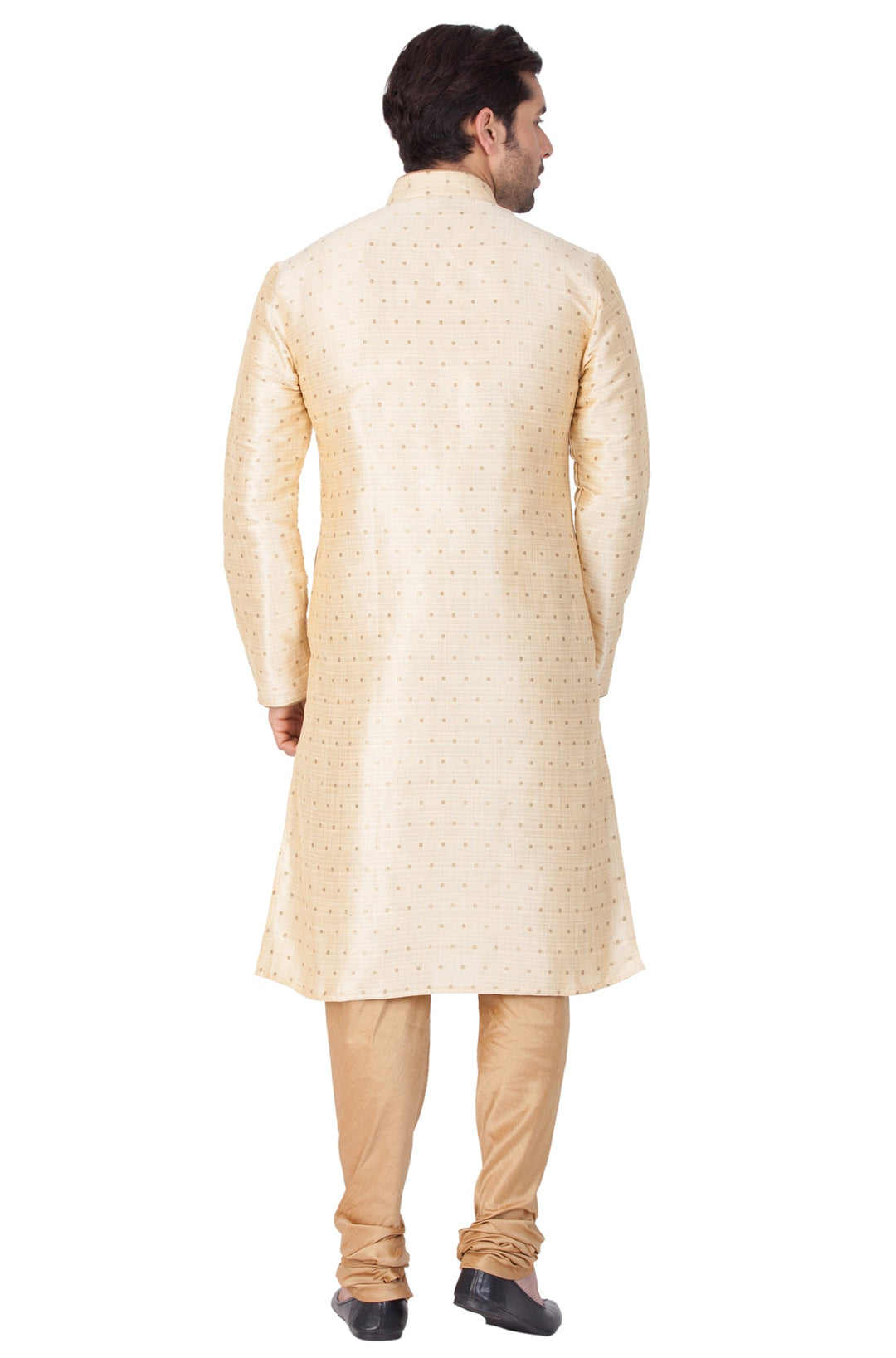 VM By VASTRAMAY Men's Gold Zari Weaved Kurta Pyjama Set