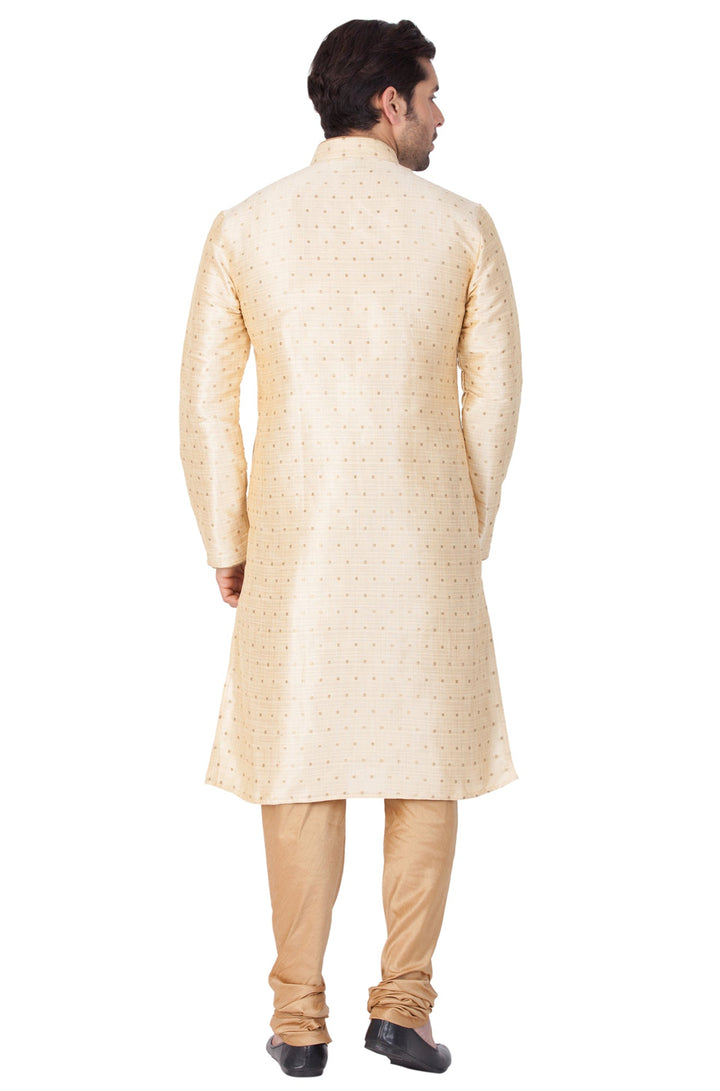 VM By VASTRAMAY Men's Gold Zari Weaved Kurta Pyjama Set