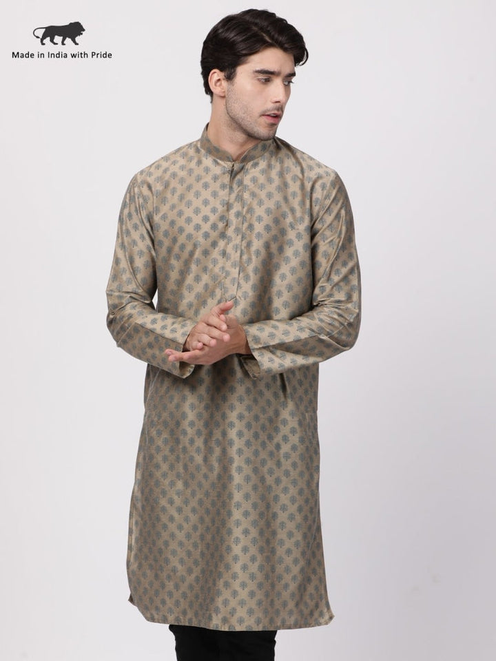 VASTRAMAY Men's Copper Cotton Blend Kurta