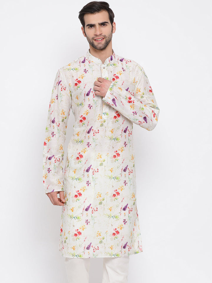 Vastramay Cream Cotton Blend Baap Beta Kurta