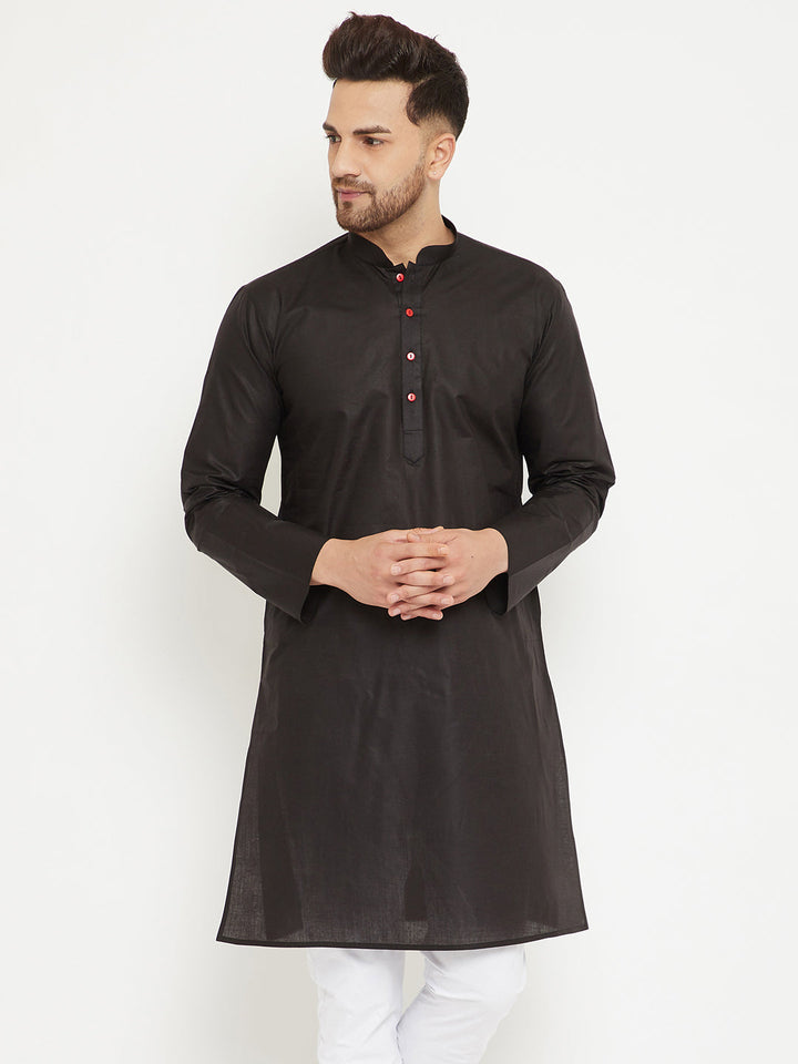 Vastramay Black Cotton Baap Beta Kurta