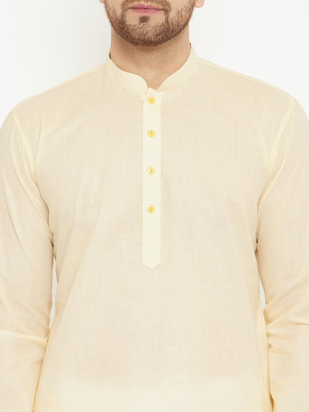 VM BY VASTRAMAY Men's Cream And White Cotton Kurta Churidar Set