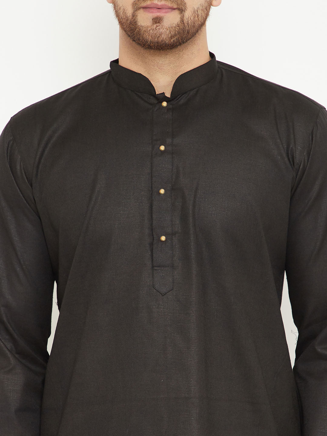 VM BY Vastramay Men's Black Cotton Blend Kurta