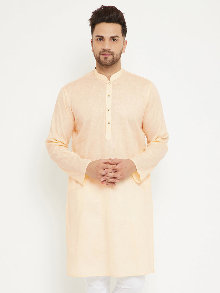 VM BY Vastramay Men's Cream Cotton Blend Kurta