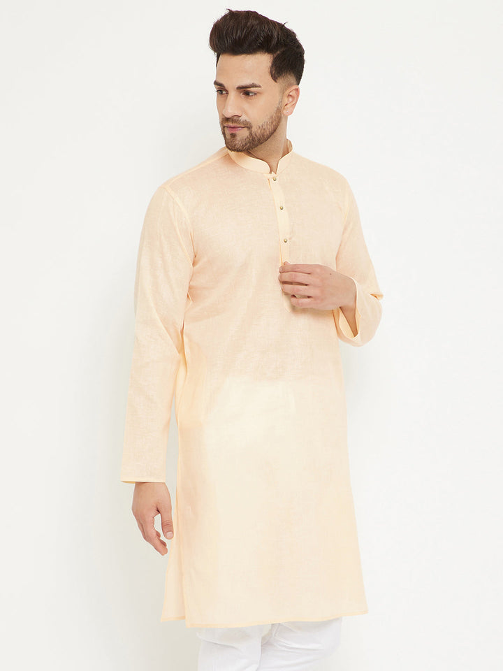 VM BY Vastramay Men's Cream Cotton Blend Kurta