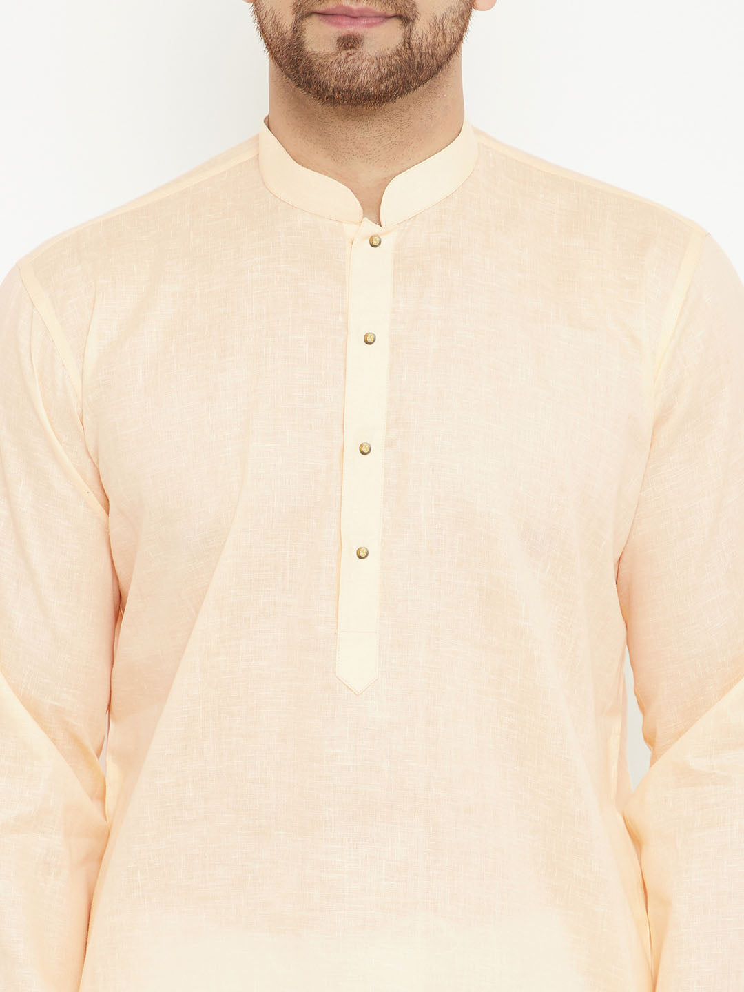 VM BY Vastramay Men's Cream Cotton Blend Kurta