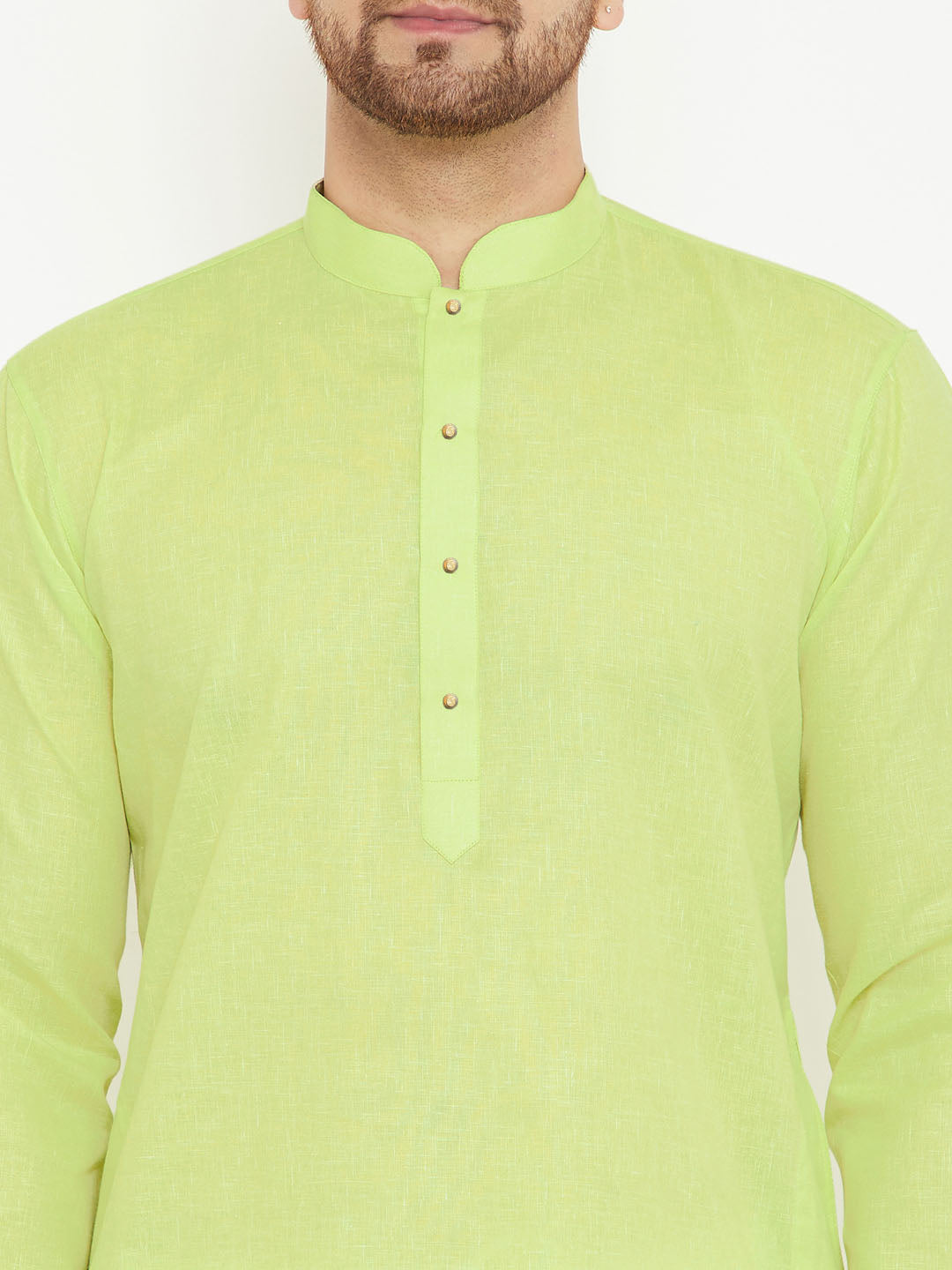 VM BY Vastramay Men's Green Cotton Blend Kurta