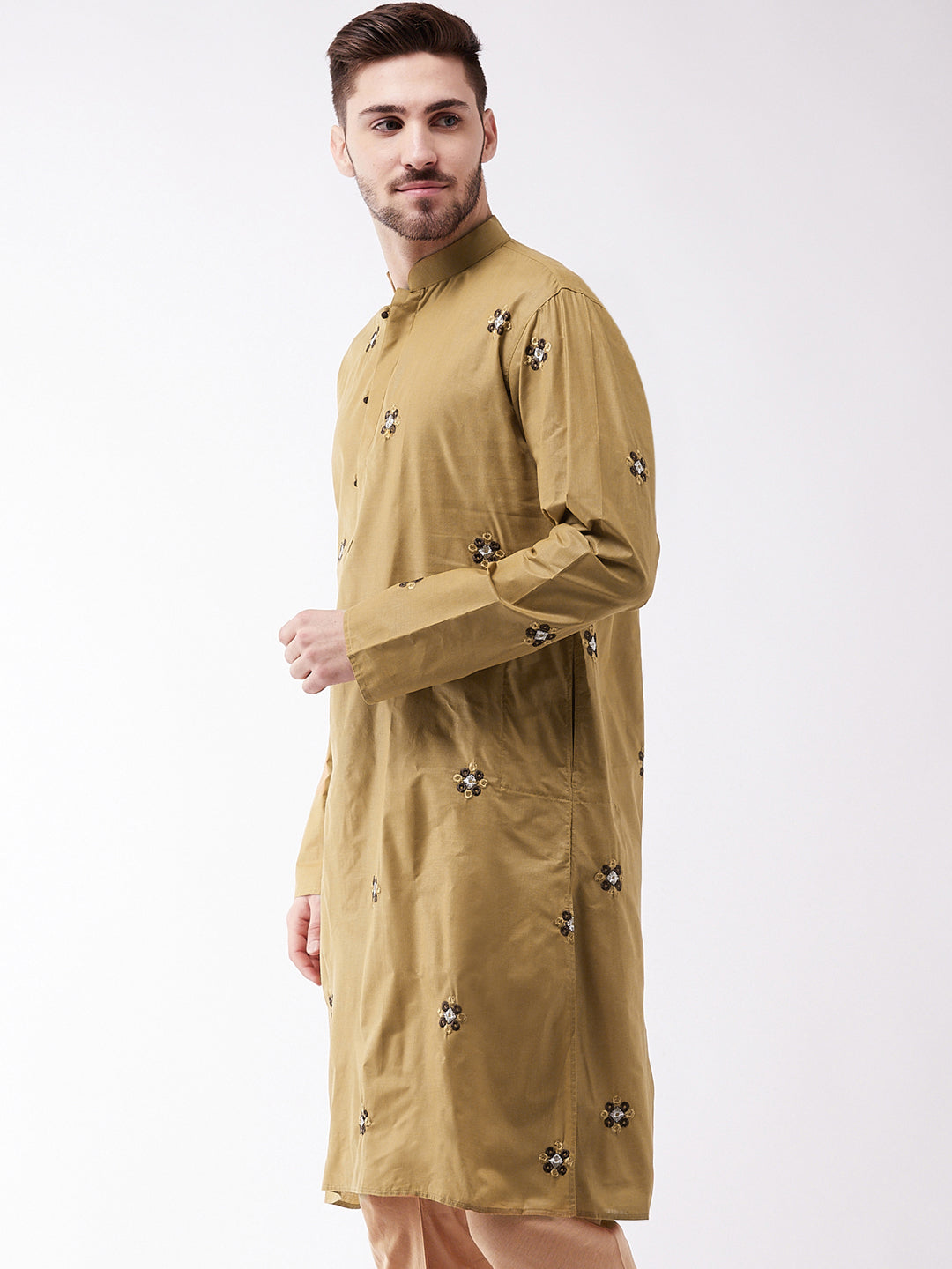 VASTRAMAY Men's Chiku Cotton Blend Kurta