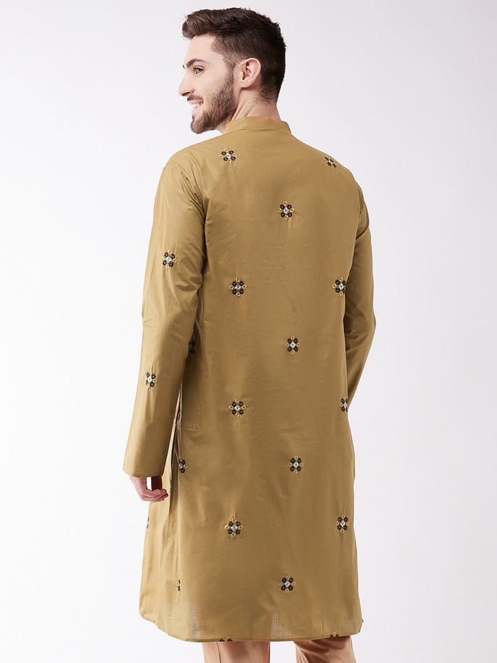 VASTRAMAY Men's Chiku Cotton Blend Kurta