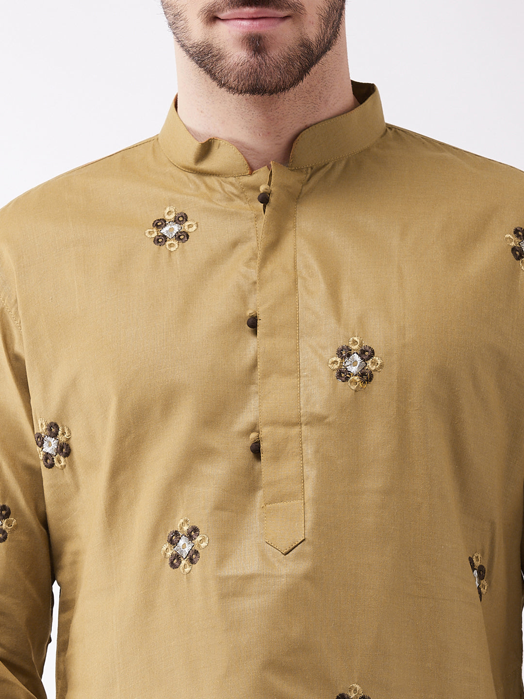 VASTRAMAY Men's Chiku Cotton Blend Kurta