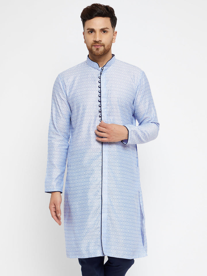 VASTRAMAY Men's Lavender Silk Blend Kurta