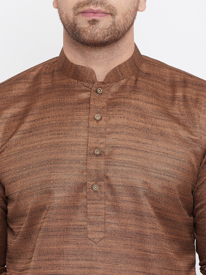 VM BY VASTRAMAY Men's Coffee Brown Silk Blend Kurta