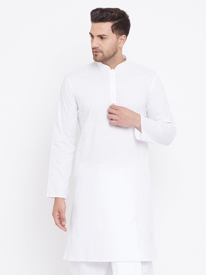 VM BY VASTRAMAY Men's White Cotton Kurta