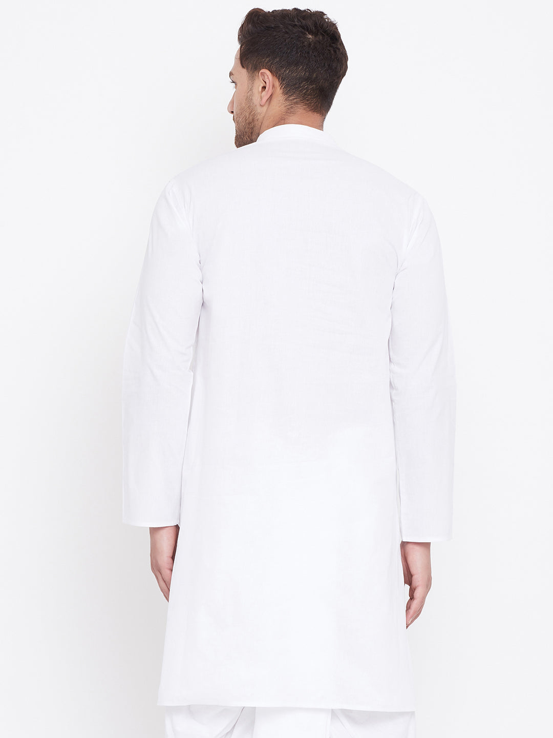 VM BY VASTRAMAY Men's White Cotton Kurta