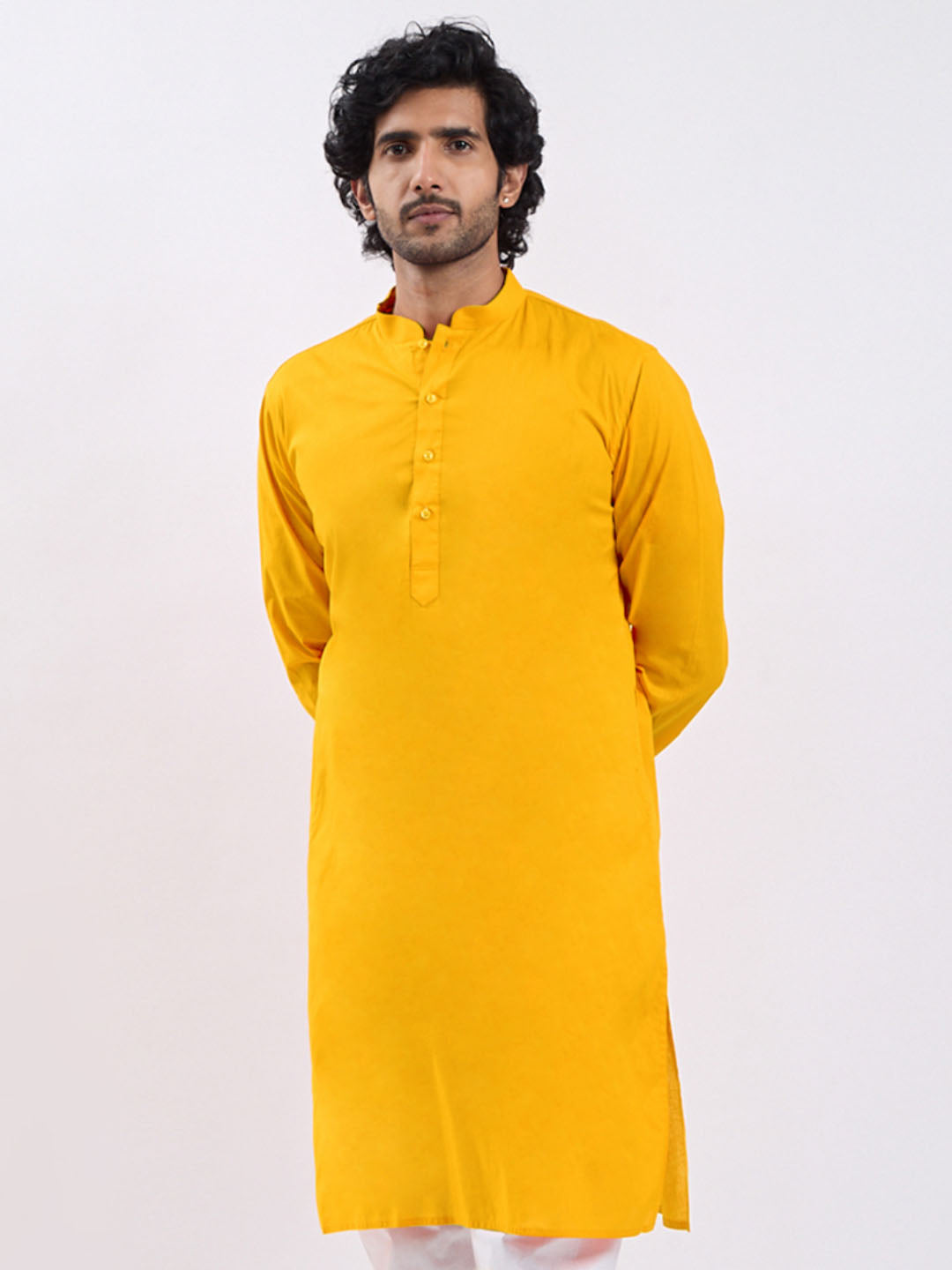 Men's Yellow Cotton Kurta