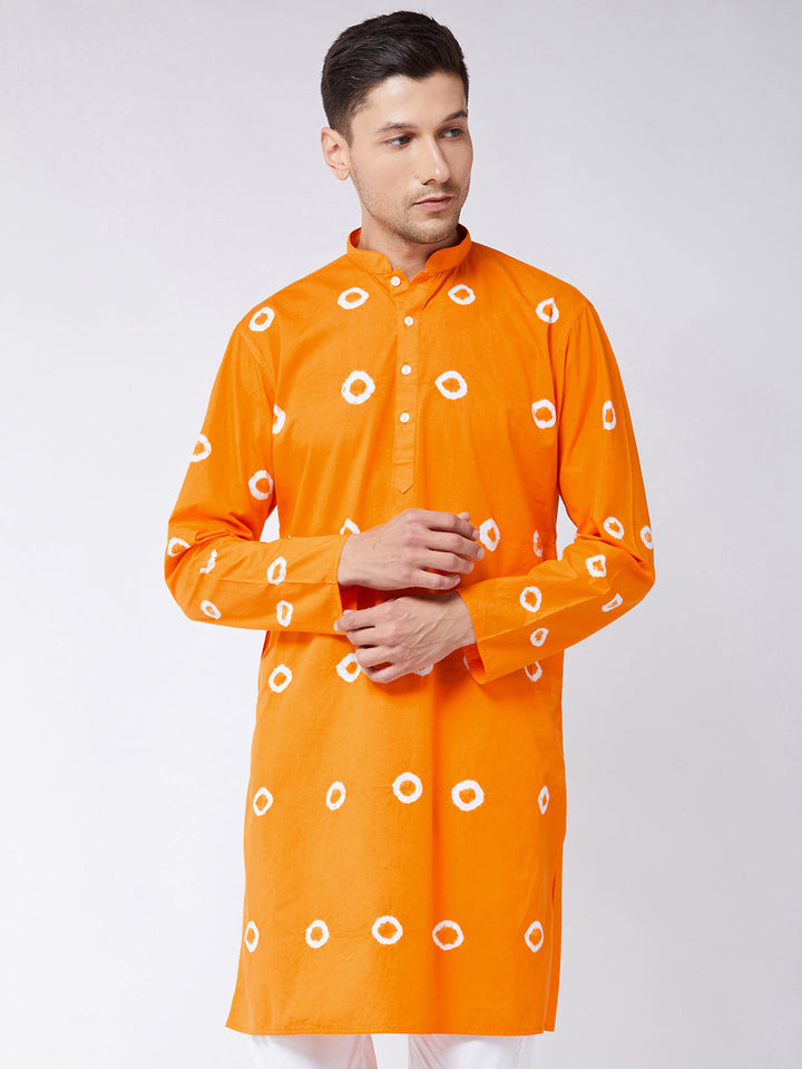 VASTRAMAY Men's Orange Pure Cotton Kurta