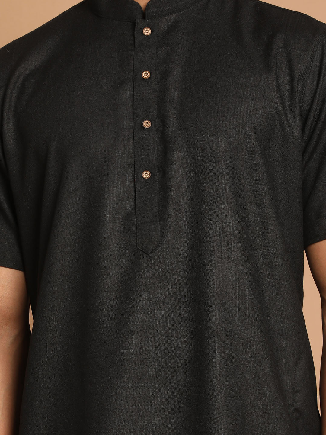 VM BY VASTRAMAY Men's Black Solid Kurta