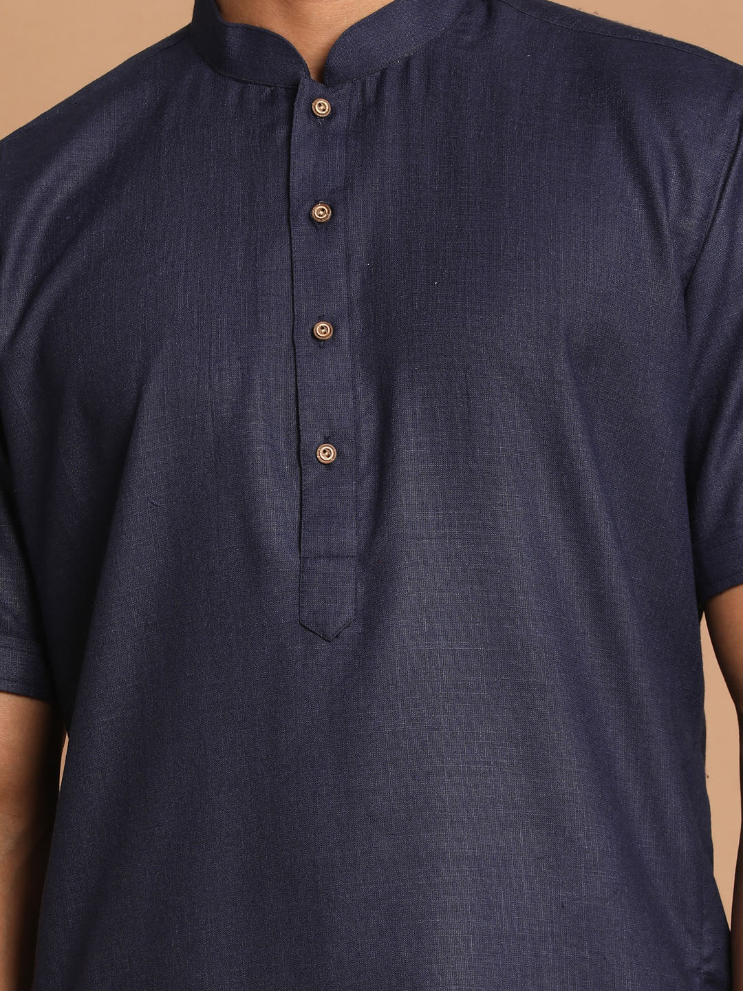 VM BY VASTRAMAY Men's Navy Blue  Solid Kurta