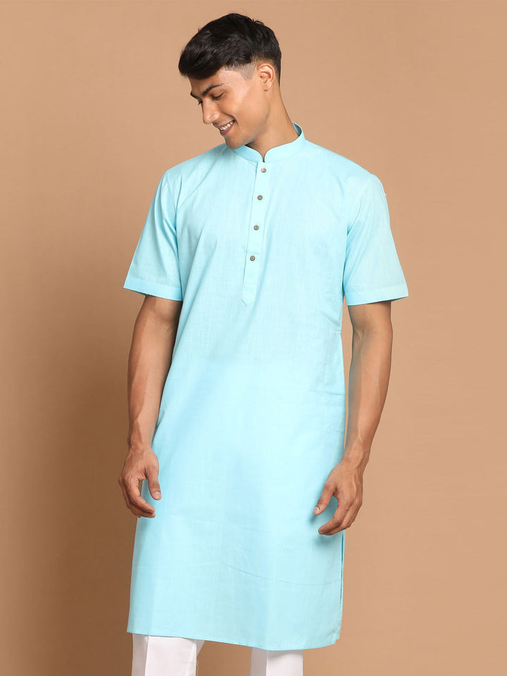 VASTRAMAY Men's Blue Solid Kurta