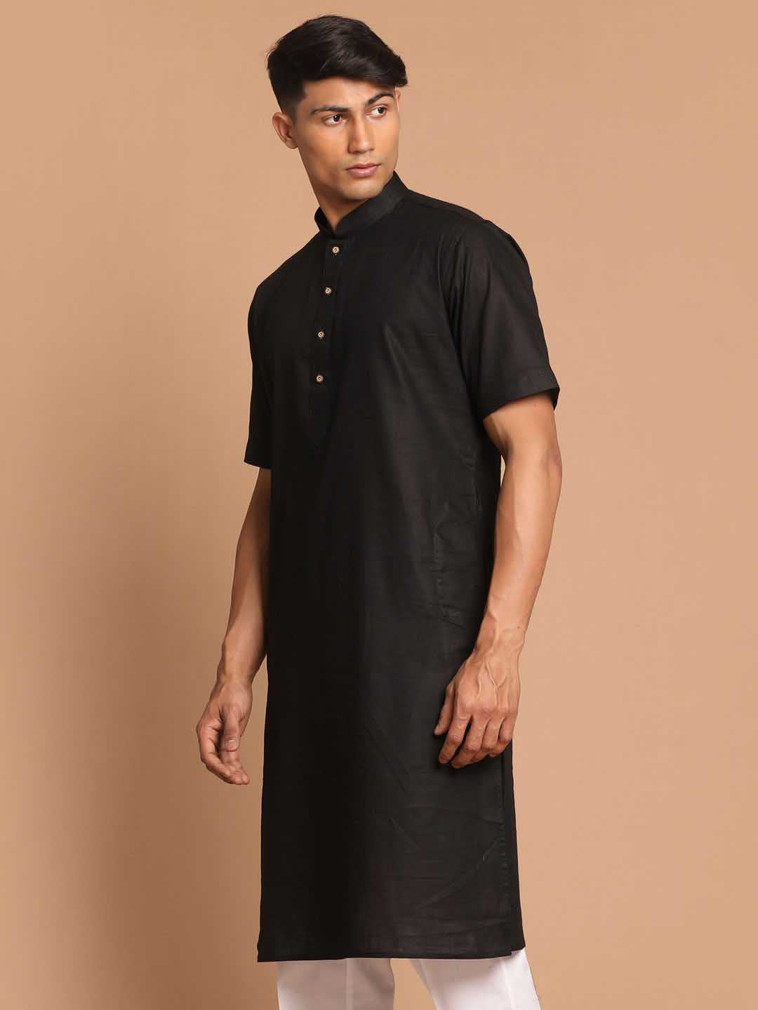 VASTRAMAY Men's Black Solid Kurta