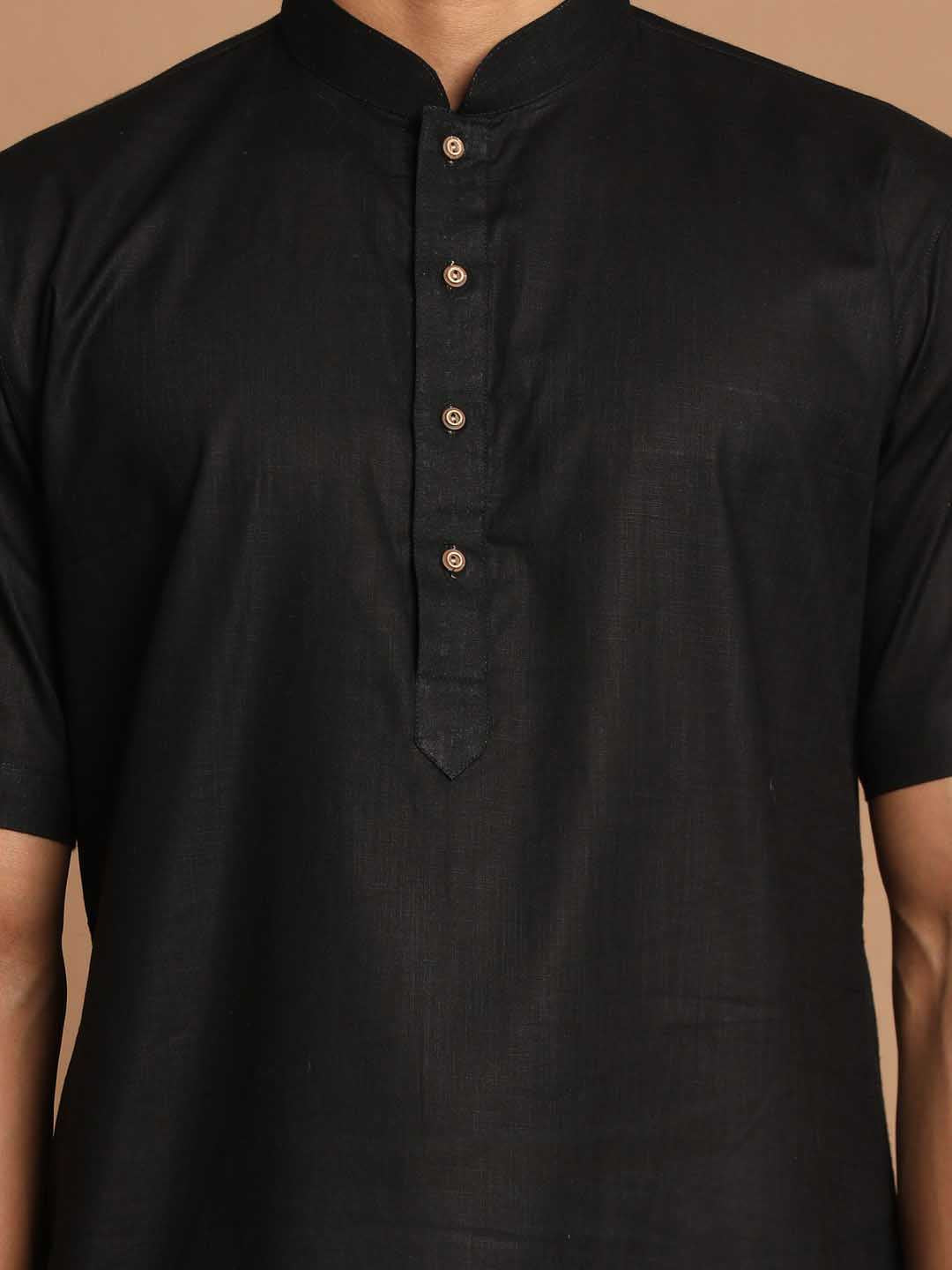 VASTRAMAY Men's Black Solid Kurta