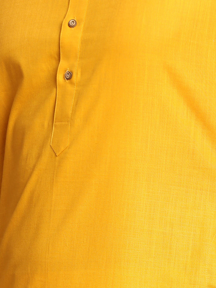 VASTRAMAY Men's Mustard Solid Kurta with Pyjama Set