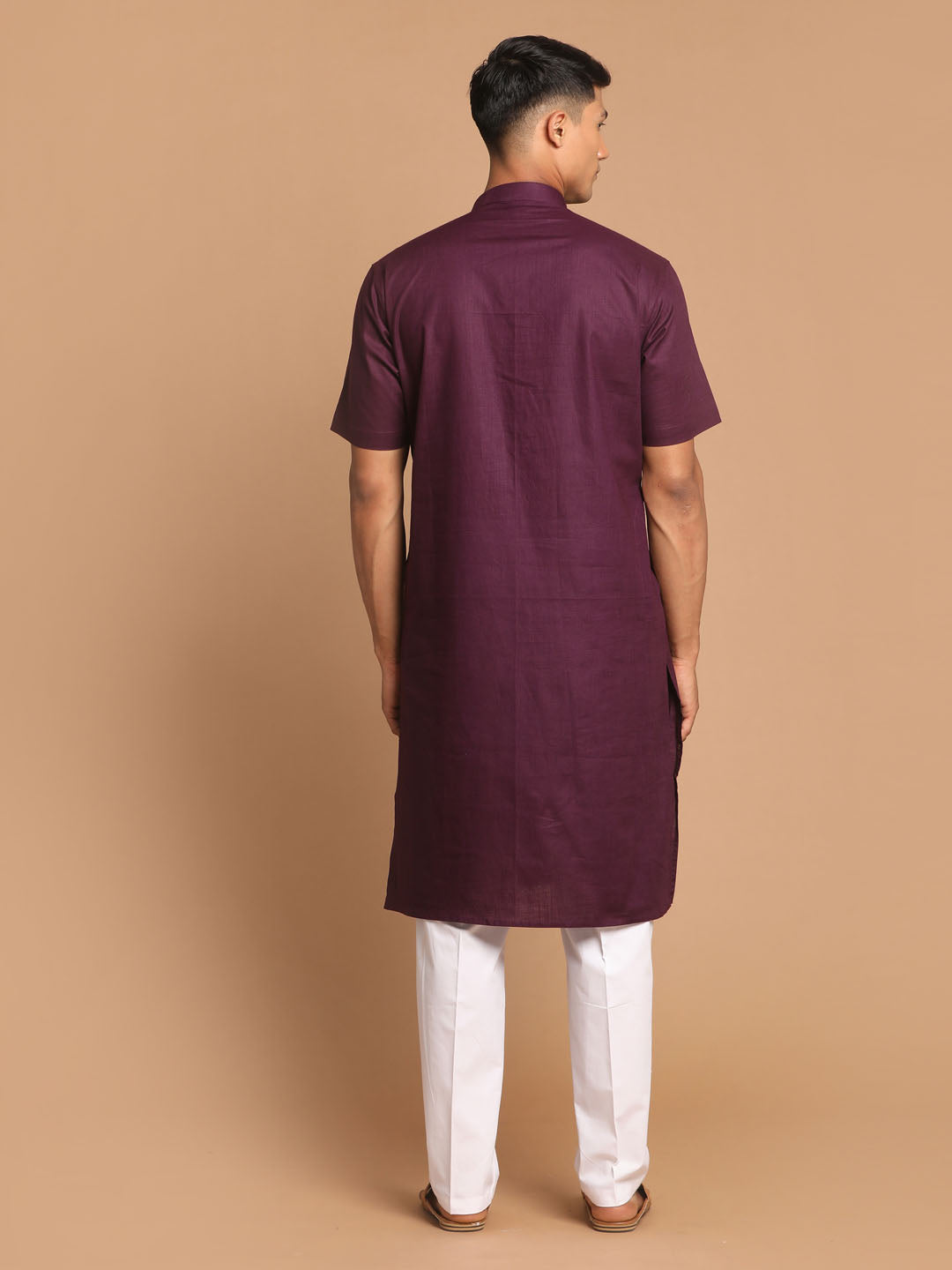 VASTRAMAY Men's Purple  Solid Kurta with Pyjama Set