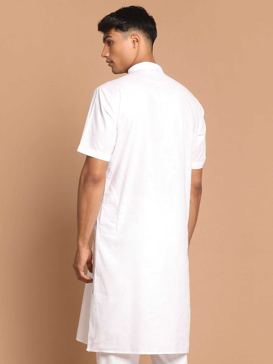 VASTRAMAY Men's White Solid Kurta