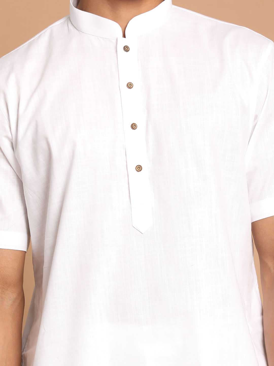 VASTRAMAY Men's White Solid Kurta